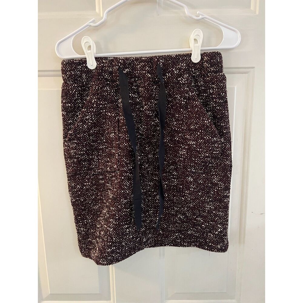 LOFT NWT $60 Textured White Burgundy Red Skirt Drawstring Pockets Straight XSP